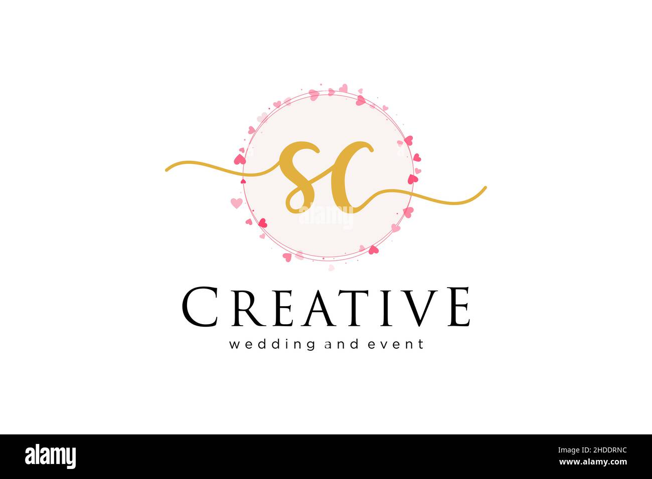 Feminines SC-Logo. Verwendbar für Logo für Mode, Fotografie, Hochzeit, Schönheit, Business. Flaches Vektor-Logo-Design-Template-Element. Stock Vektor