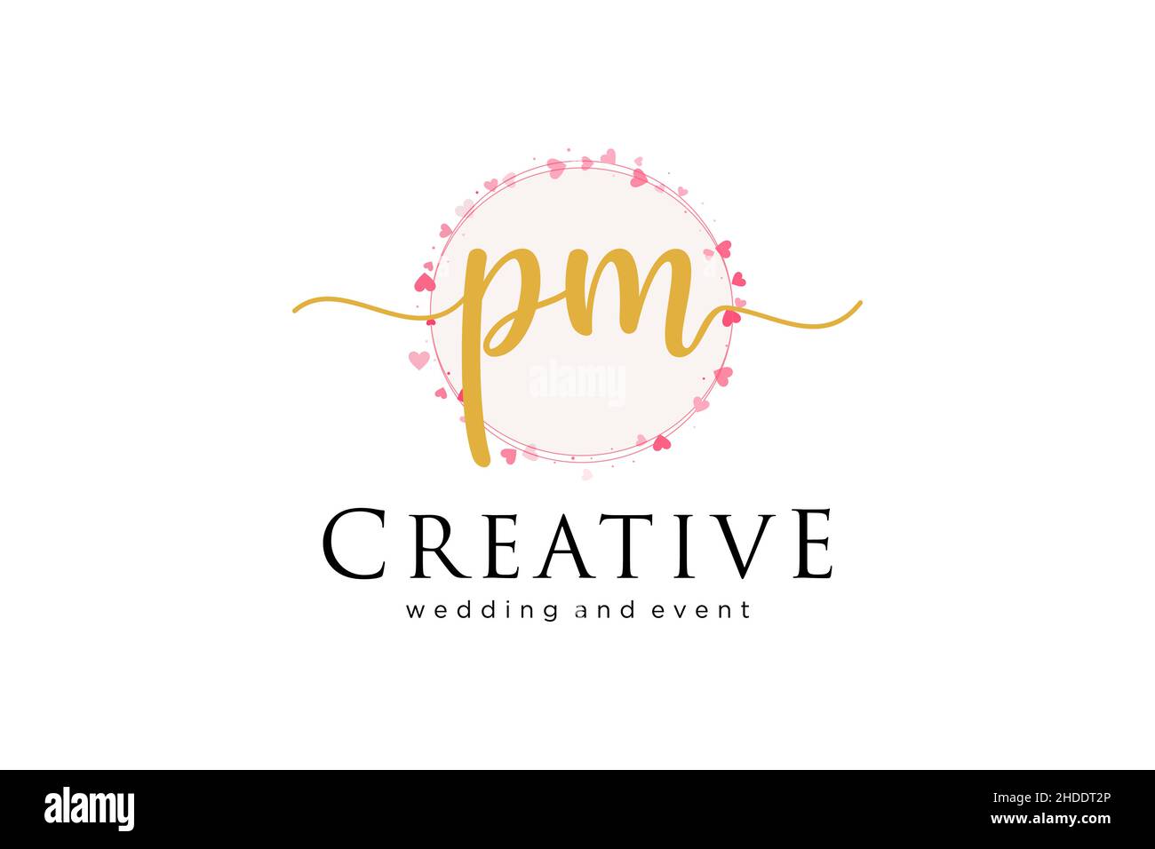 FEMININES PM-Logo. Verwendbar für Logo für Mode, Fotografie, Hochzeit, Schönheit, Business. Flaches Vektor-Logo-Design-Template-Element. Stock Vektor