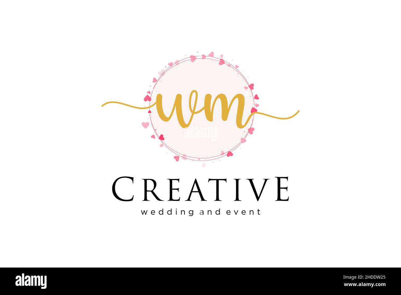 Feminines WM-Logo. Verwendbar für Logo für Mode, Fotografie, Hochzeit, Schönheit, Business. Flaches Vektor-Logo-Design-Template-Element. Stock Vektor