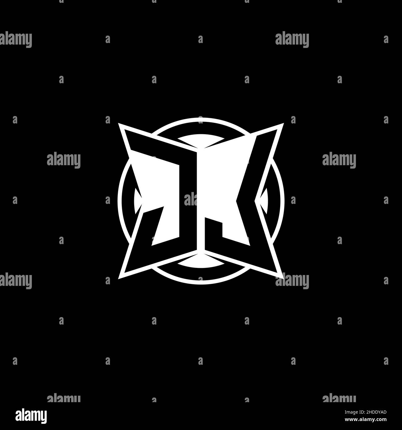 JL Monogram-Logobuchstabe mit schlichtem, modernem Formdesign. Kreisrundes Monogramm-Logo. Stock Vektor