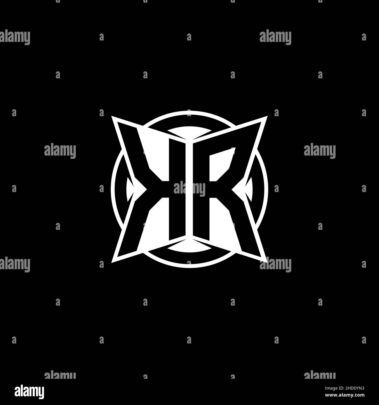 KR Monogram-Logobuchstabe mit schlichtem, modernen Formdesign. Kreisrundes Monogramm-Logo. Stock Vektor