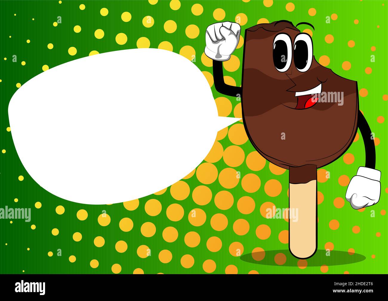 Eiscreme macht den Menschen die Faust Geste. Sommerliche Erfrischung, süßes Essen als Zeichentrickfigur mit Gesicht. Stock Vektor