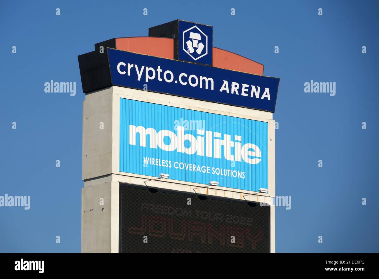 Das Crypto.com Arena Festzelt, Mittwoch, 5. Januar 2022, in Los Angeles. Stockfoto