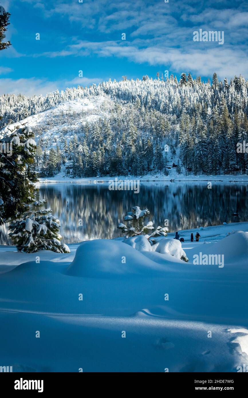 Pinecrest Lake Winter Wonderland Stockfoto