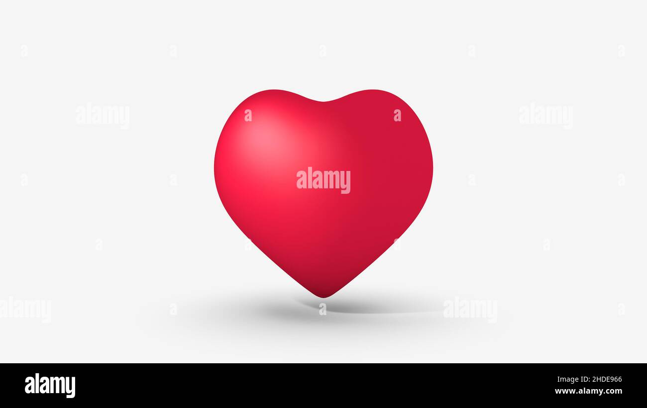 3D Render einer roten Herz-Postkarte. Stockfoto