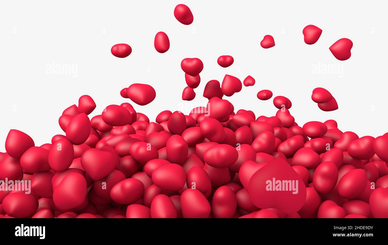 3D Darstellung einer Postkarte mit rotem Herzen. Stockfoto