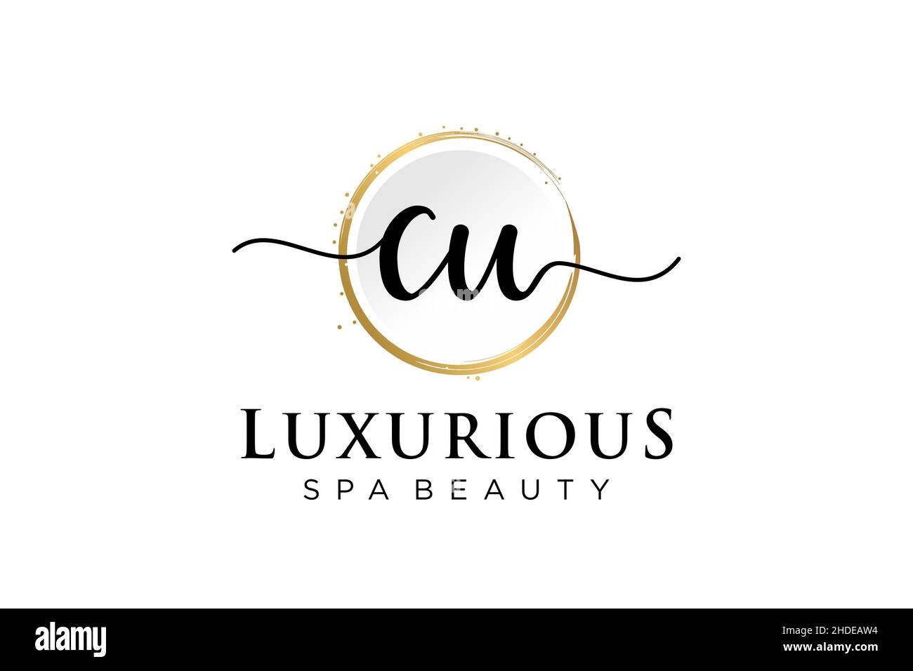 Anfängliches CU-feminines Logo. Verwendbar für Logo für Mode, Fotografie, Hochzeit, Schönheit, Business. Flache Vektor Logo Design-Vorlage . Stock Vektor