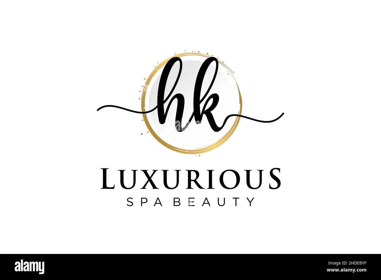 Anfängliches feminines HK-Logo. Verwendbar für Logo für Mode, Fotografie, Hochzeit, Schönheit, Business. Flache Vektor Logo Design-Vorlage . Stock Vektor
