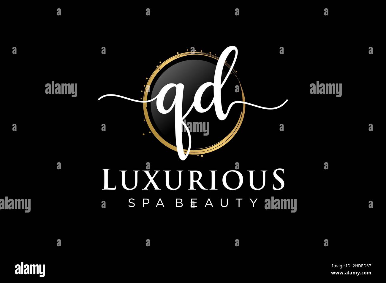 Anfängliches feminines QD-Logo. Verwendbar für Logo für Mode, Fotografie, Hochzeit, Schönheit, Business. Flache Vektor Logo Design-Vorlage . Stock Vektor