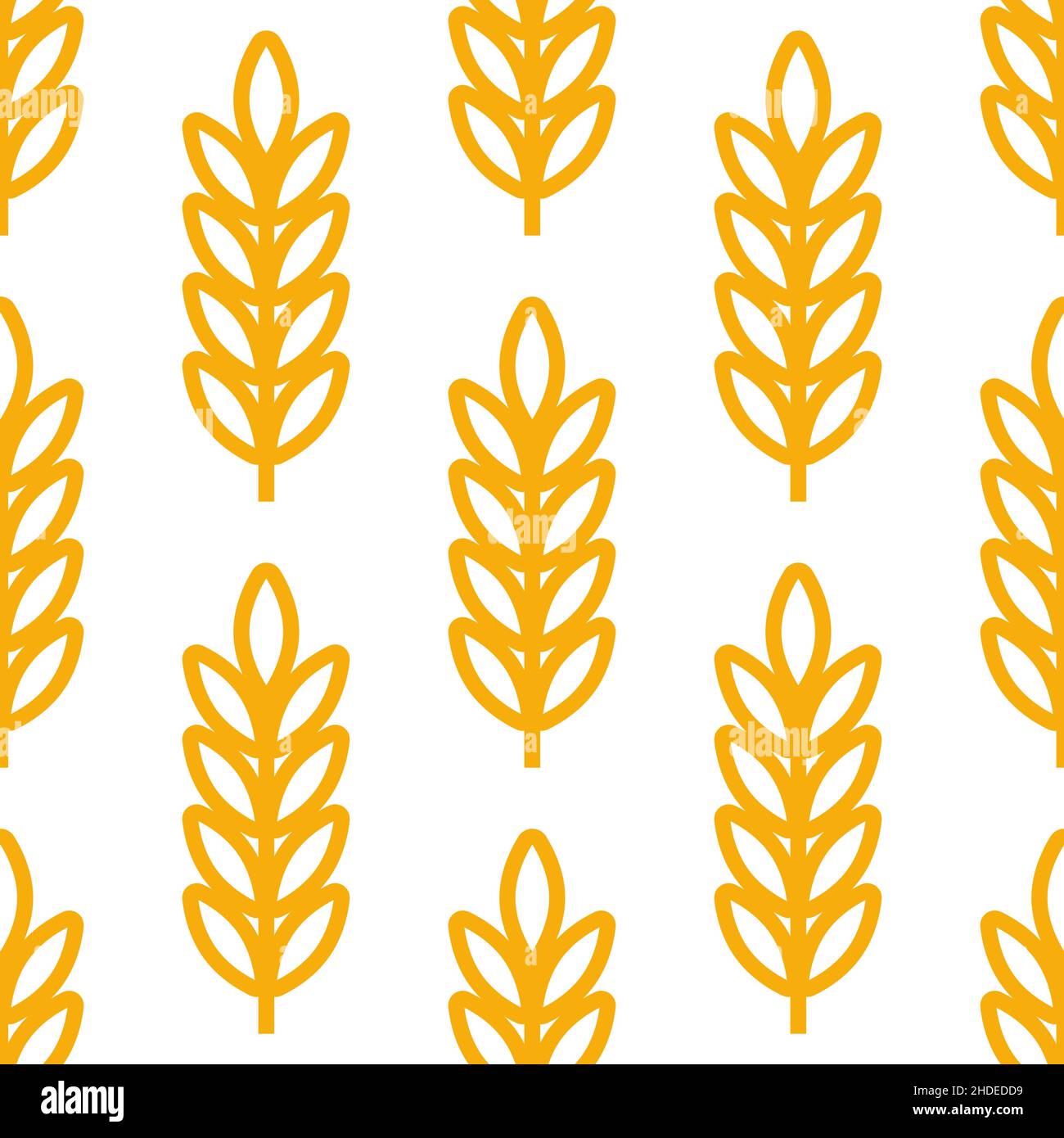 Weizenohren Symbol Vektor Farm nahtlose Muster Hintergrund. Linie Vollkorn Symbol Illustration für Bio Öko Bäckerei Geschäft, Landwirtschaft, Bier auf weißem Hintergrund. Stock Vektor