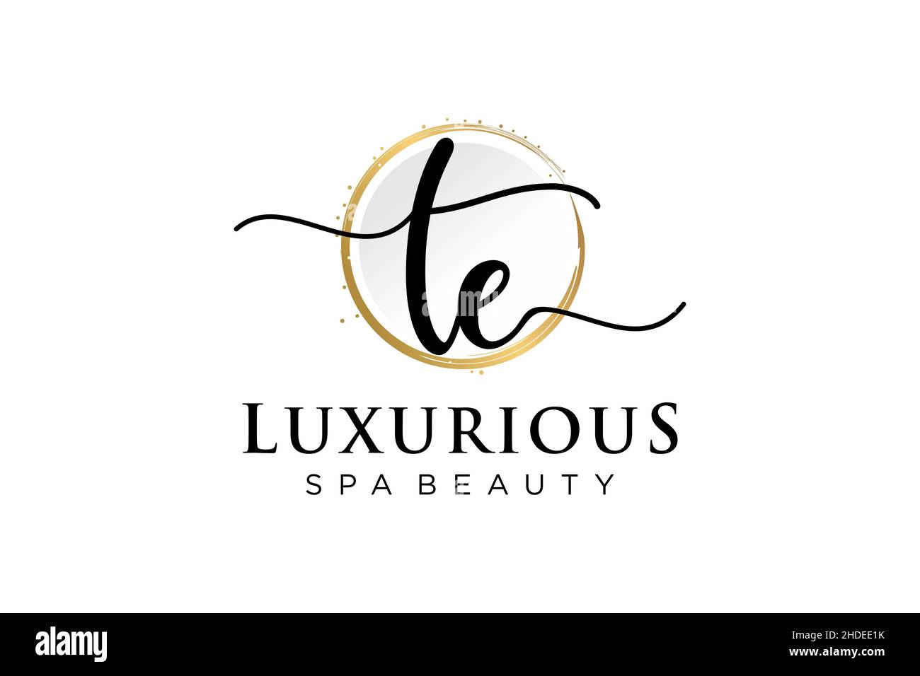 Anfängliches TE-feminines Logo. Verwendbar für Logo für Mode, Fotografie, Hochzeit, Schönheit, Business. Flache Vektor Logo Design-Vorlage . Stock Vektor