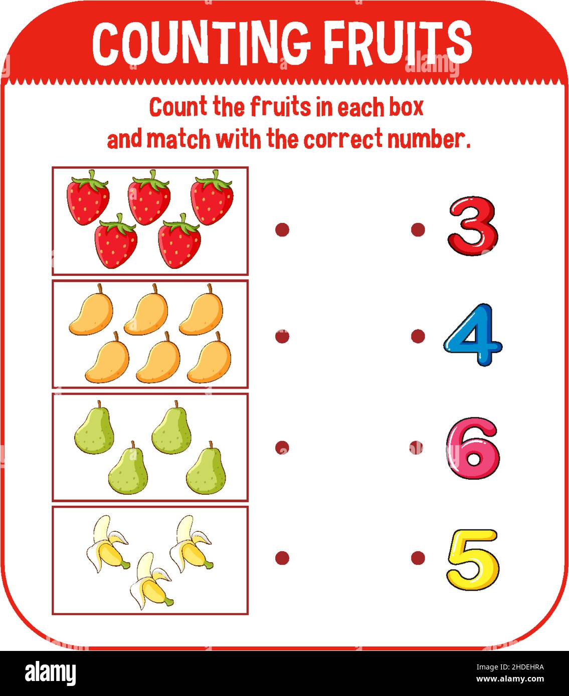 Math Spiel Vorlage mit Zählen Früchte Illustration Stock Vektor