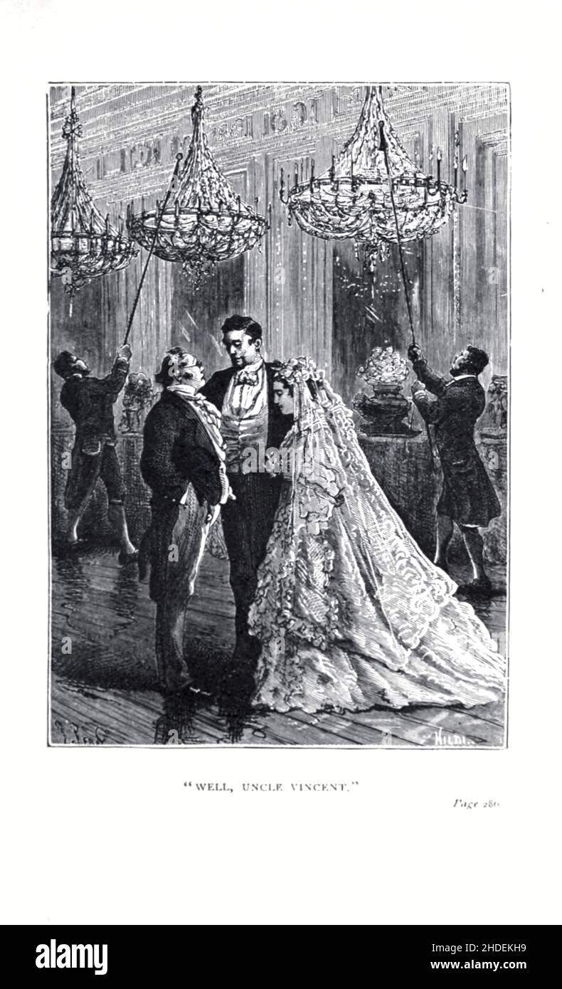 Nun, Onkel Vincent, illustriert von Jules Ferat von The Blockade Runners' (französisch: Les forcurs de blocus), ist eine Novelle von Jules Verne aus dem Jahr 1865. Im Jahr 1871 erschien sie in einem Band zusammen mit dem Roman A Floating City als Teil der Reihe Voyages Extraordinaires (The Extraordinaires). Eine englische Übersetzung wurde 1874 veröffentlicht. Der amerikanische Bürgerkrieg konzentriert sich auf die Heldentaten eines britischen Handelskapitäns namens James Playfair, der die Unionsblockade des Hafens von Charleston in South Carolina durchbrechen muss, um Lieferungen gegen Baumwolle zu tauschen und später im Buch Halliburtt, den A, zu retten Stockfoto
