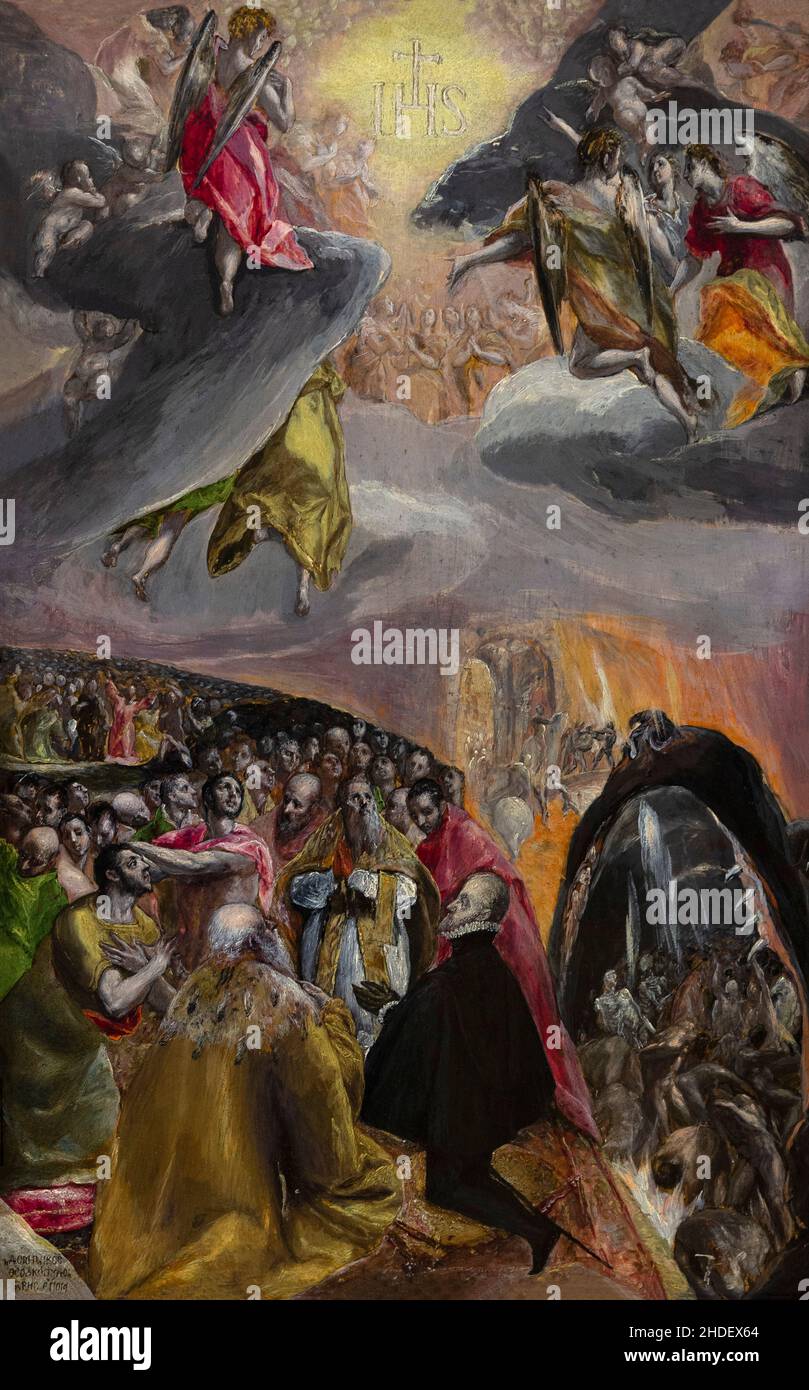 Die Anbetung des Namens Jesu, El Greco, 1570, Stockfoto