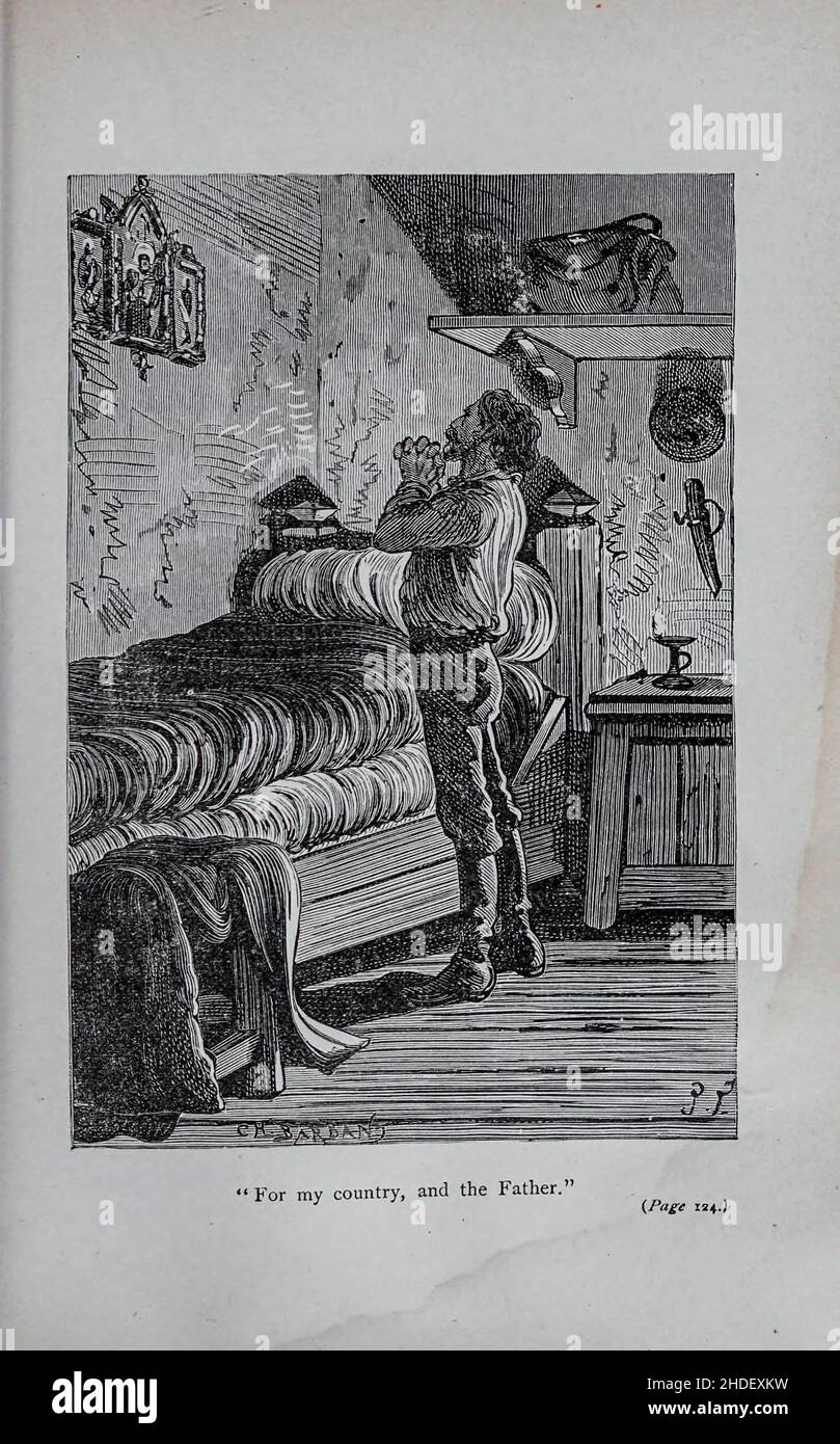 Für mein Land und den Vater gezeichnet von Jules Férat. Aus dem Buch Michael Strogoff: Der Kurier des Zaren (französisch: Michel Strogoff) ist ein Roman, der von Jules Verne 1876 geschrieben wurde. Kritiker, darunter Leonard S. Davidow, betrachten es als eines der besten Bücher von Verne. Im Gegensatz zu einigen anderen Romanen von Verne handelt es sich nicht um Science Fiction, sondern um ein wissenschaftliches Phänomen (Leidenfrost-Effekt). Das Buch wurde später von Verne selbst und Adolphe d'Ennery einem Theaterstück angepasst. Die Bühnenmusik zum Stück wurde 1880 von Alexandre Artus und 1893 von Franz von Suppé geschrieben. Das Buch wurde mehrere ti adaptiert Stockfoto