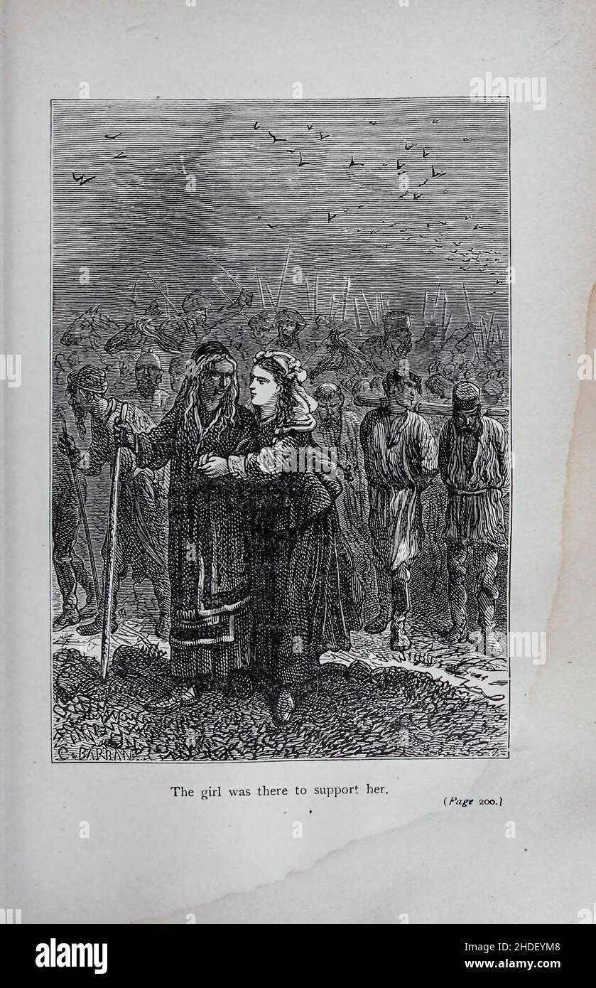 Das Mädchen war dort, um die von Jules Férat gezeichnete Unterstützung zu unterstützen. Aus dem Buch Michael Strogoff: Der Kurier des Zaren (französisch: Michel Strogoff) ist ein Roman, der von Jules Verne 1876 geschrieben wurde. Kritiker, darunter Leonard S. Davidow, betrachten es als eines der besten Bücher von Verne. Im Gegensatz zu einigen anderen Romanen von Verne handelt es sich nicht um Science Fiction, sondern um ein wissenschaftliches Phänomen (Leidenfrost-Effekt). Das Buch wurde später von Verne selbst und Adolphe d'Ennery einem Theaterstück angepasst. Die Bühnenmusik zum Stück wurde 1880 von Alexandre Artus und 1893 von Franz von Suppé geschrieben. Das Buch wurde mehrfach adaptiert Stockfoto