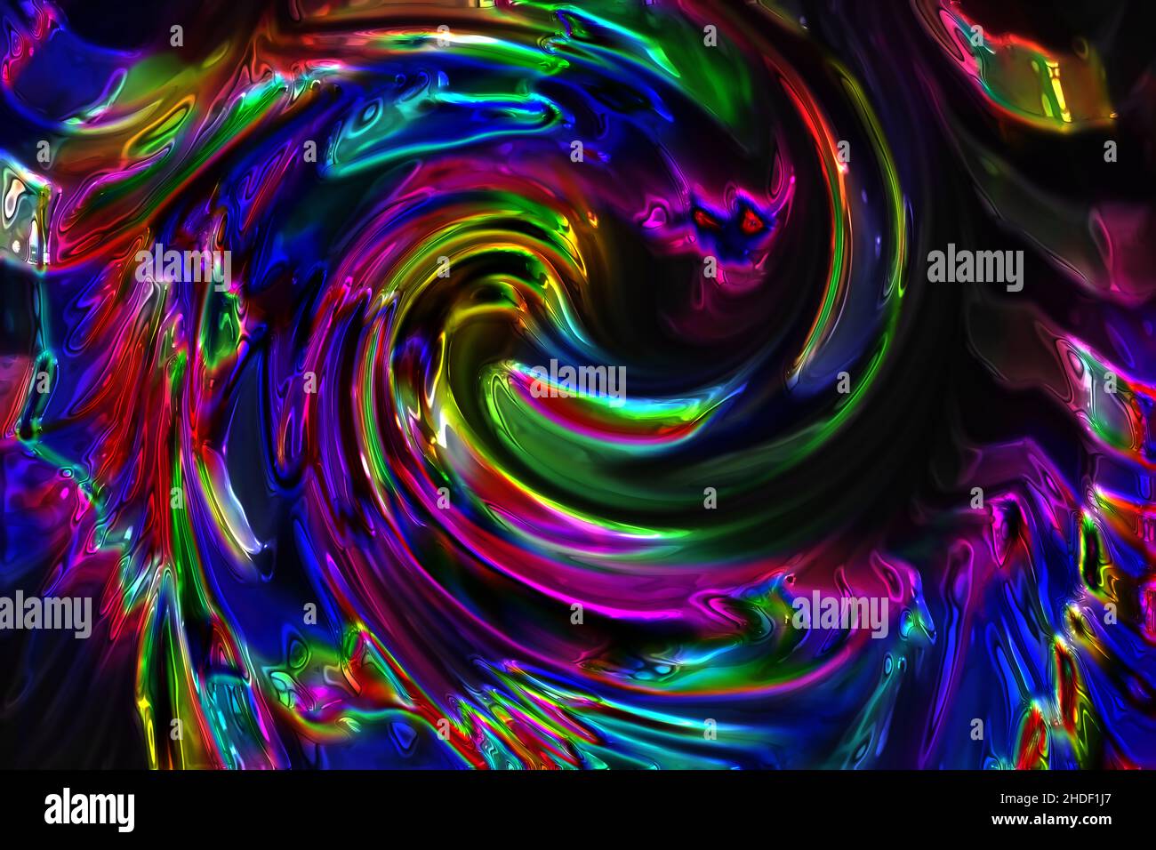 Eine abstrakte fraktale Tapete mit farbenfrohen Wirbelmustern und Lichteffekten Stockfoto