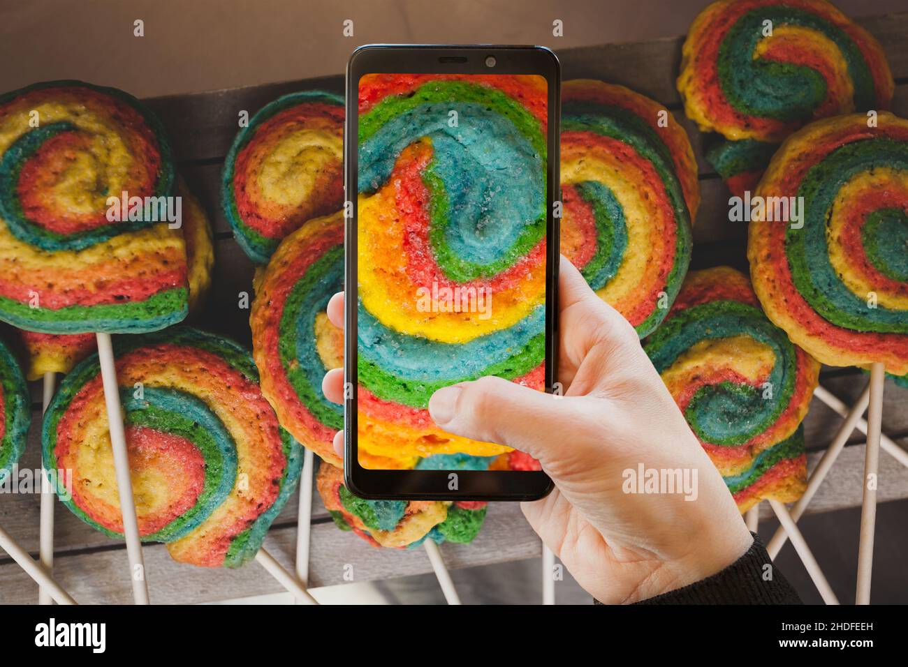 Gebäck, Foto, Smartphone, Gebäck, Fotografien, Smartphones, Smartphones, Smartphones Stockfoto
