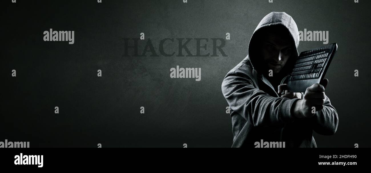 Hacker, Hacker, Cyberkriminalität, Hacker Stockfoto