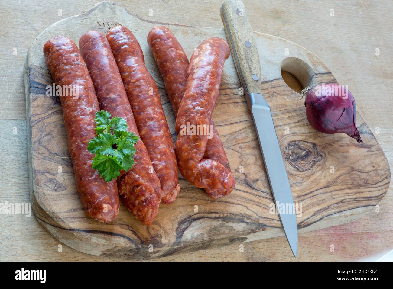 Wurst, Merguez, Würstchen Stockfoto