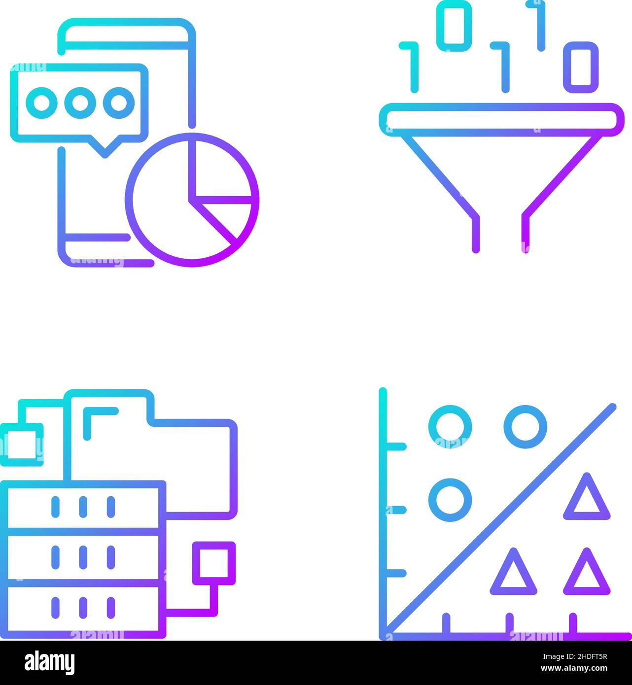 Data Mining-Tools Gradient lineare Vektor-Symbole gesetzt Stock Vektor