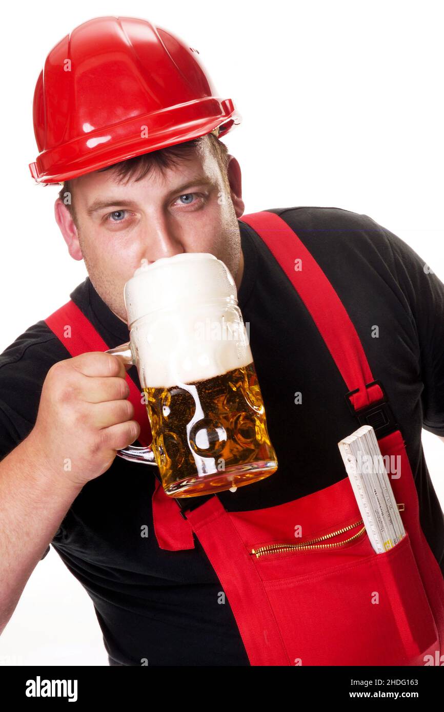 Trinken, Bauarbeiter, Bier, zu trinken, blauer Kragen, baumeister, Bauarbeiter, Arbeiter, Biere Stockfoto