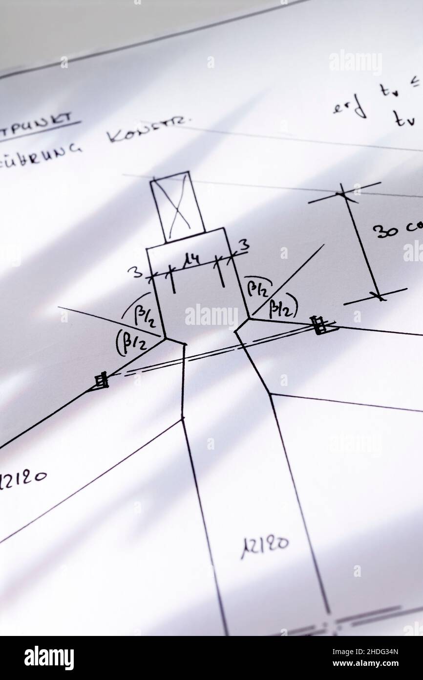 Grundrisse, technische Zeichnungen, Grundrisse Stockfoto