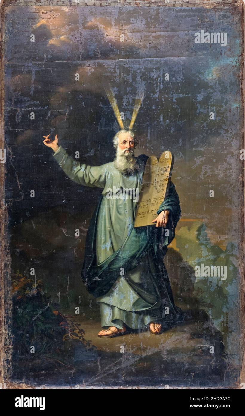 Moses mit den Gesetzentafeln, Gemälde von Pieter Gaal, 1803 Stockfoto