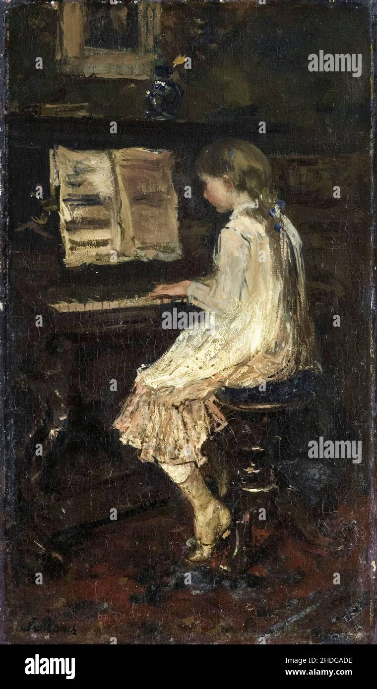 Jacob Maris, Mädchen am Klavier, Malerei, 1879 Stockfoto
