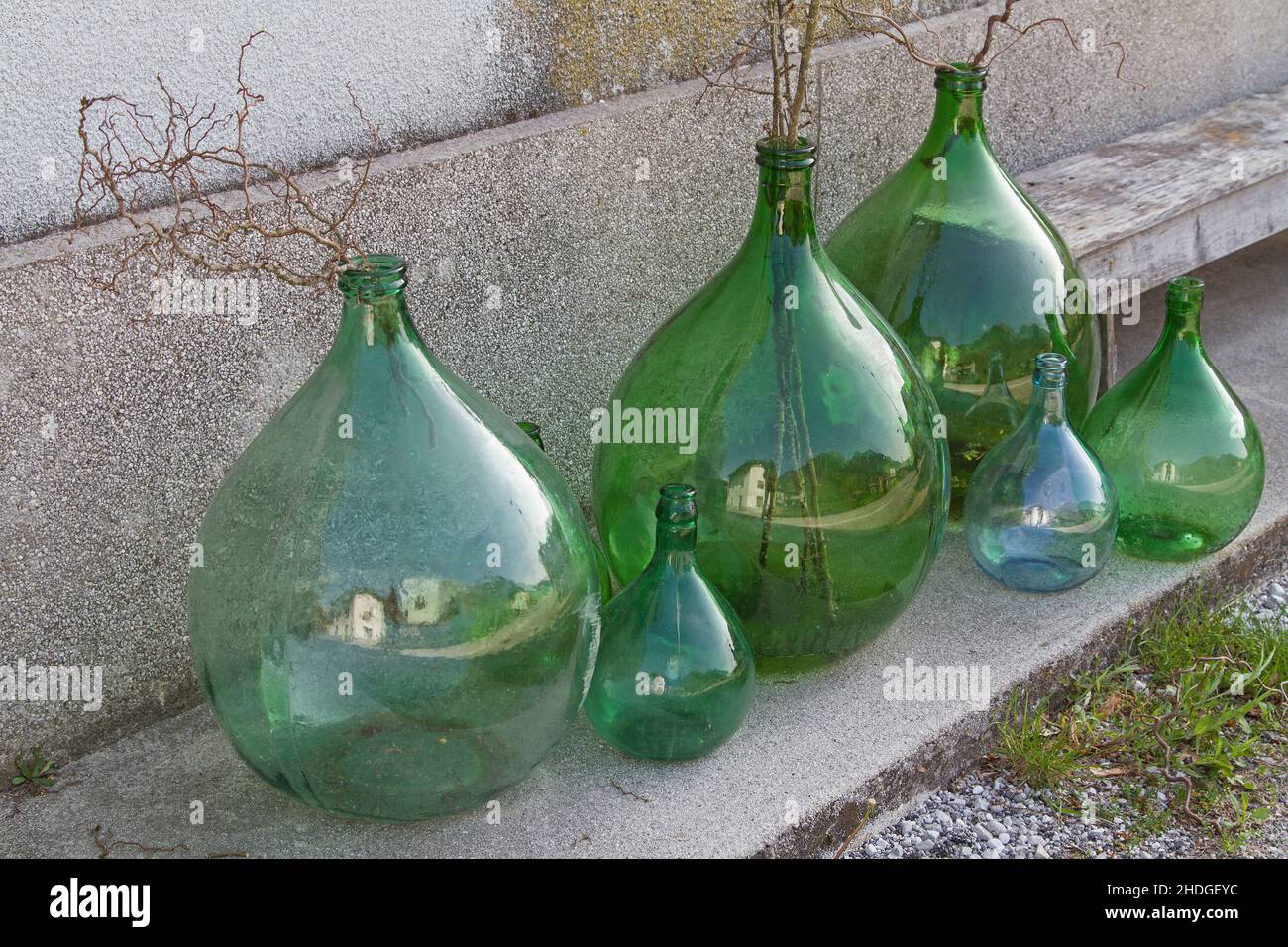 Wein, Glasflasche, Ballonflaschen, Weine, Glasflaschen, Glaswaren Stockfoto