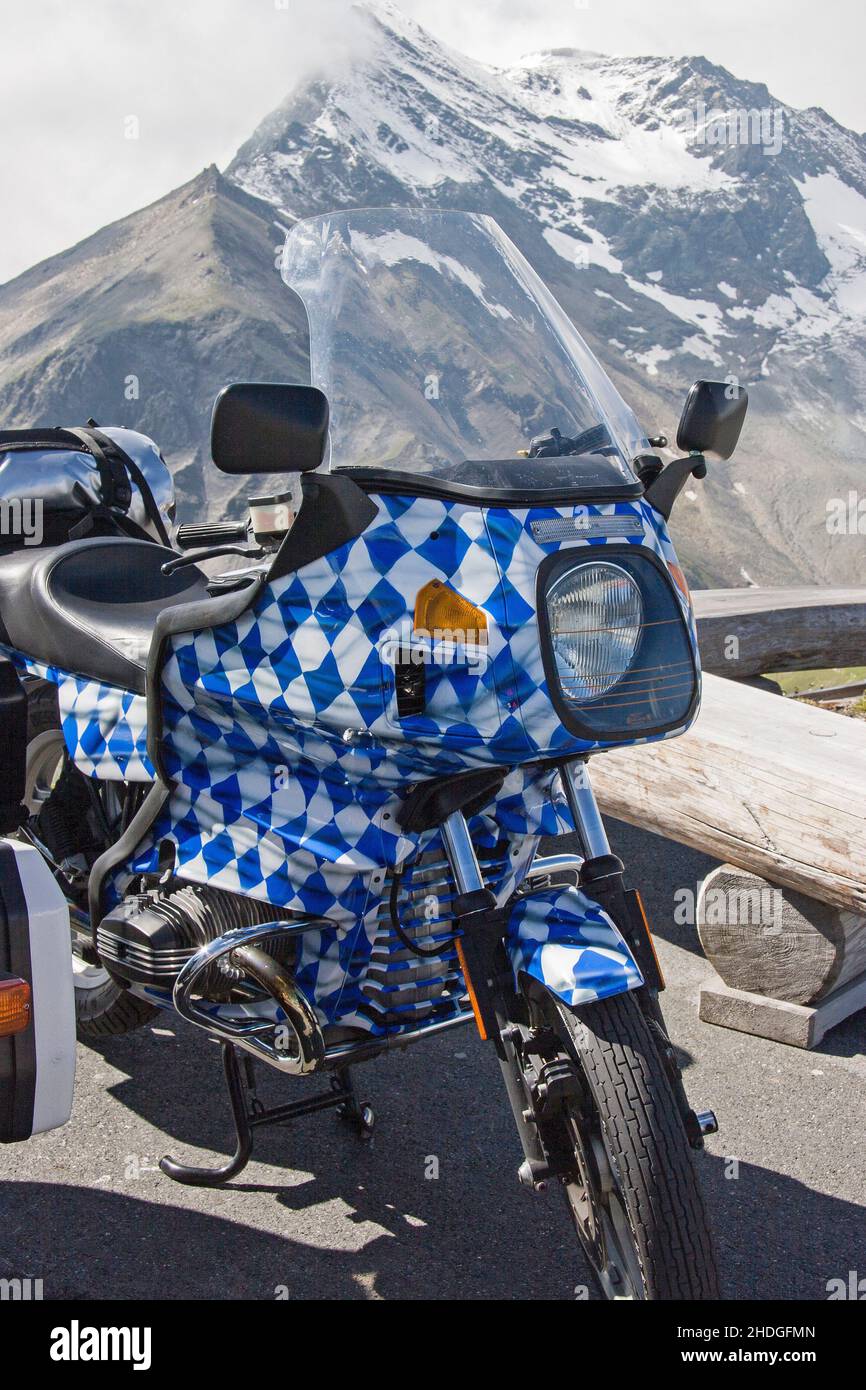 Motorrad, bayerisch, blau und weiß, Motorrad, Motorräder, Motorräder, bayern, Blau und Weiß Stockfoto