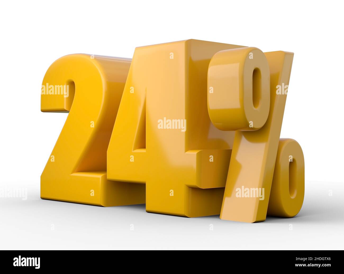 24 % 3D Abbildung. Orange 24 Prozent Sonderangebot auf weißem Hintergrund Stockfoto