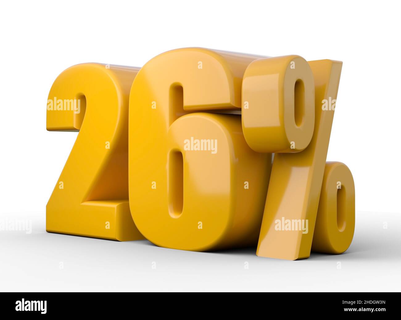 26 % 3D Abbildung. Orange sechsundzwanzig Prozent Sonderangebot auf weißem Hintergrund Stockfoto