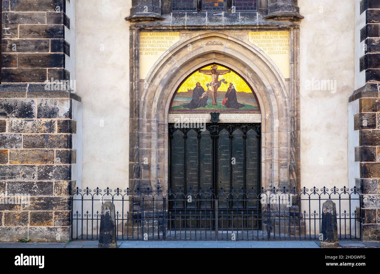 Schlosskirche, diese Tür, 95 Thesen, Burgkirchen Stockfoto