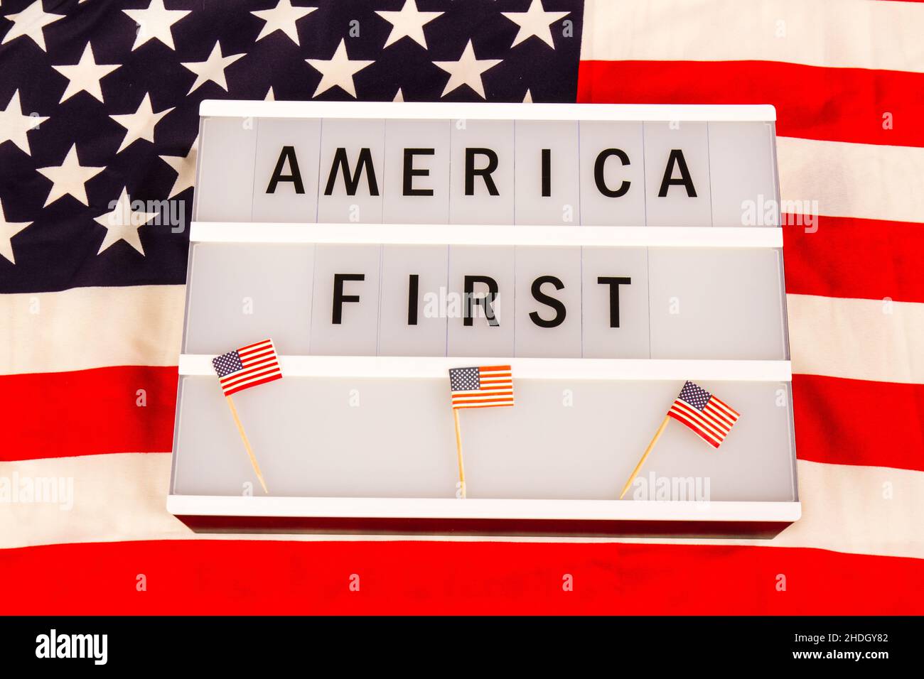 Politik, Slogan, amerika zuerst, Slogans Stockfoto