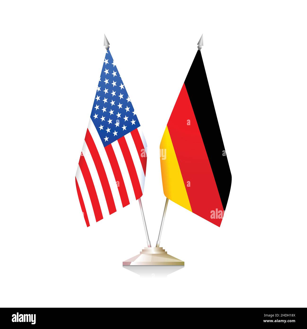 Flaggen der Vereinigten Staaten von Amerika und Deutschland isoliert auf weißem Hintergrund. Vektorgrafik Stock Vektor