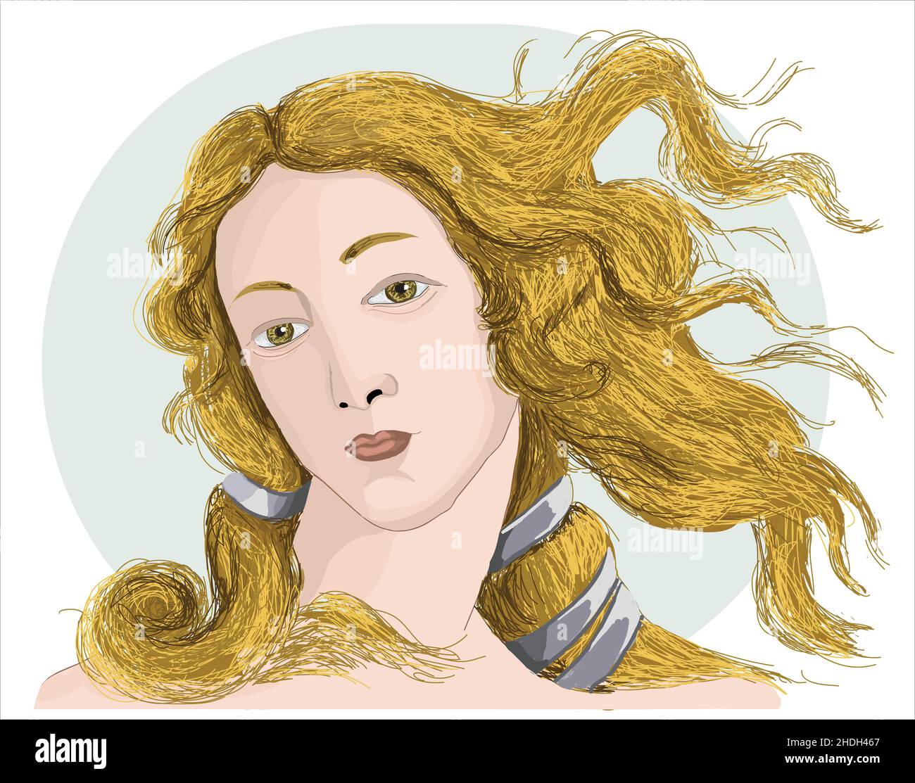 Die Geburt Der Venus Interpretation 'Die Geburt der Venus' von Sandro Botticelli Handgezeichneter Vektor