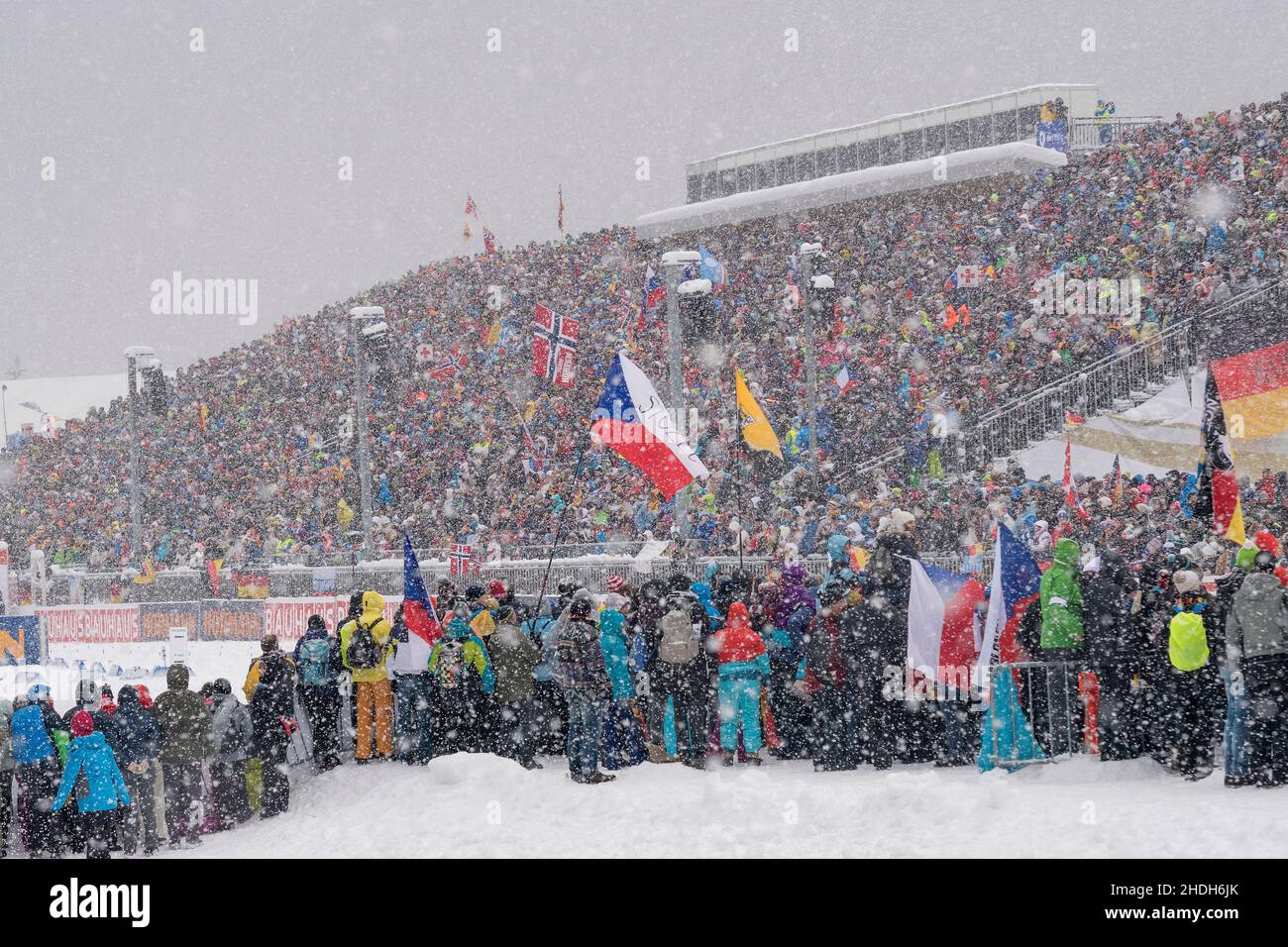 Zuschauer, Biathlon, Chiemgauarena, Zuschauer Stockfoto