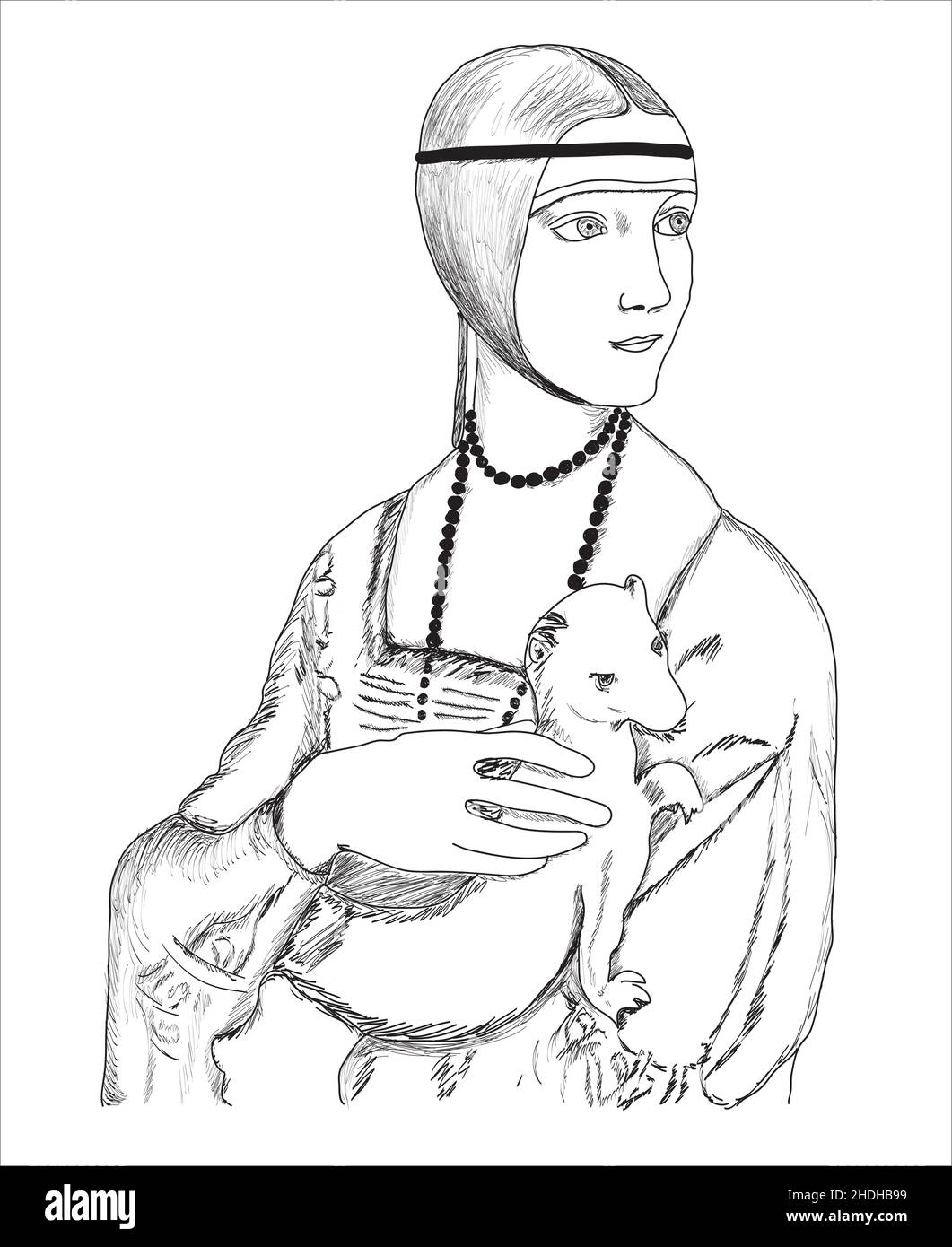 Moderne Vektorgrafik. Lady with an Ermine von Leonardo da Vinci. Kreativ Stock Vektor