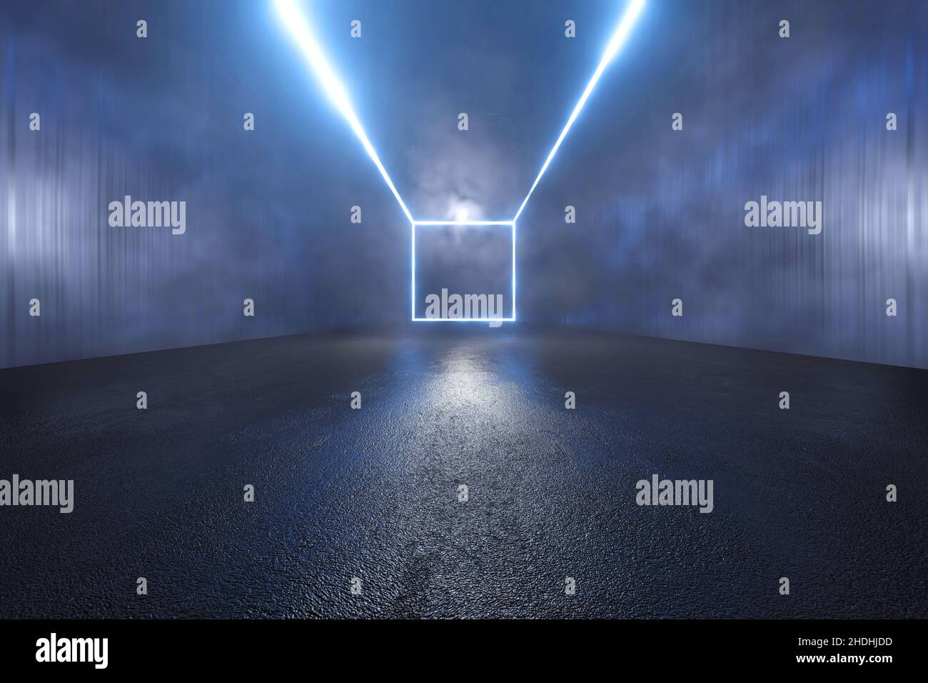 Nebel, Zimmer, Neonlicht, Nebel, Zimmer, Neonlichter Stockfoto