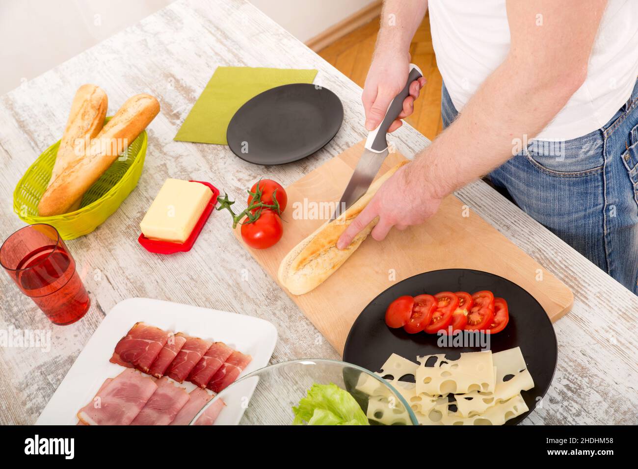 Zubereitung, Snack, Sandwich, Zubereitungen, Snacks, Sandwichs Stockfoto