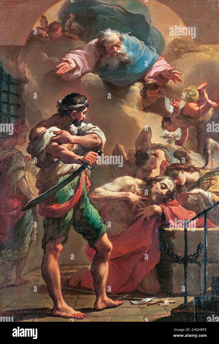 Die Hinrichtung des heiligen Johannes des Täufers durch Ubaldo Gandolfi (1728–1781), Öl auf Leinwand, c. 1770 Stockfoto