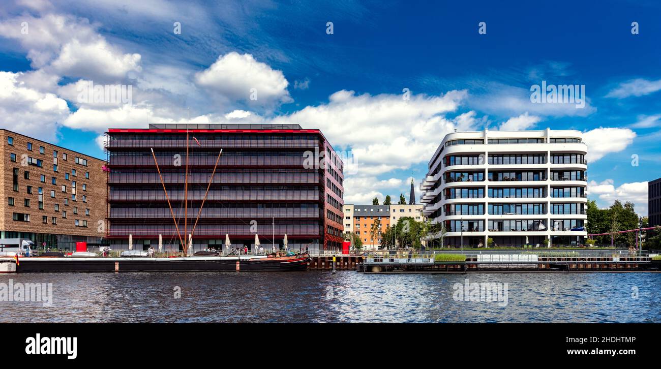 berlin, Ufer des Spree-Flusses, Ufer der Spree-Flüsse Stockfoto