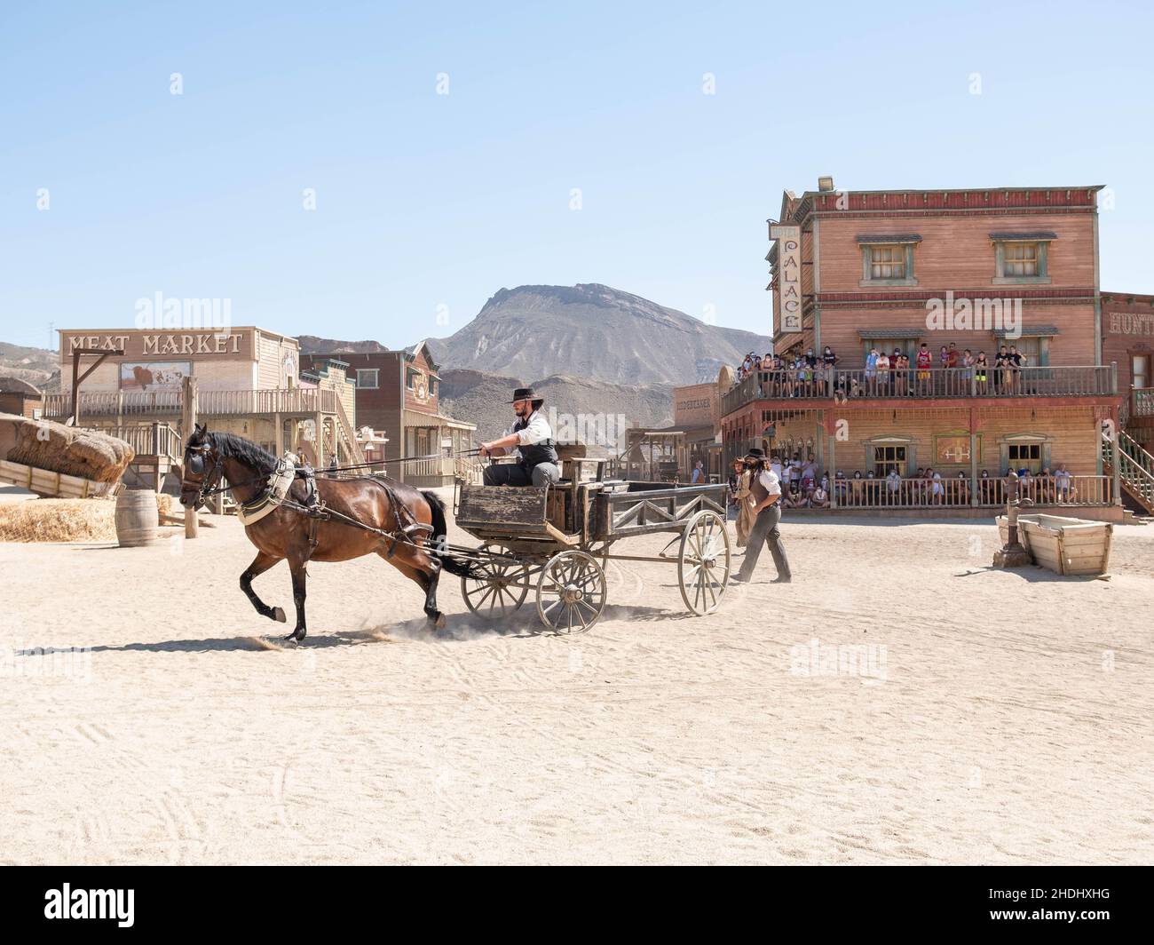 Themenpark Tabernas, in Südspanien. Wo früher Spaghetti-Western geschossen wurden. Stockfoto