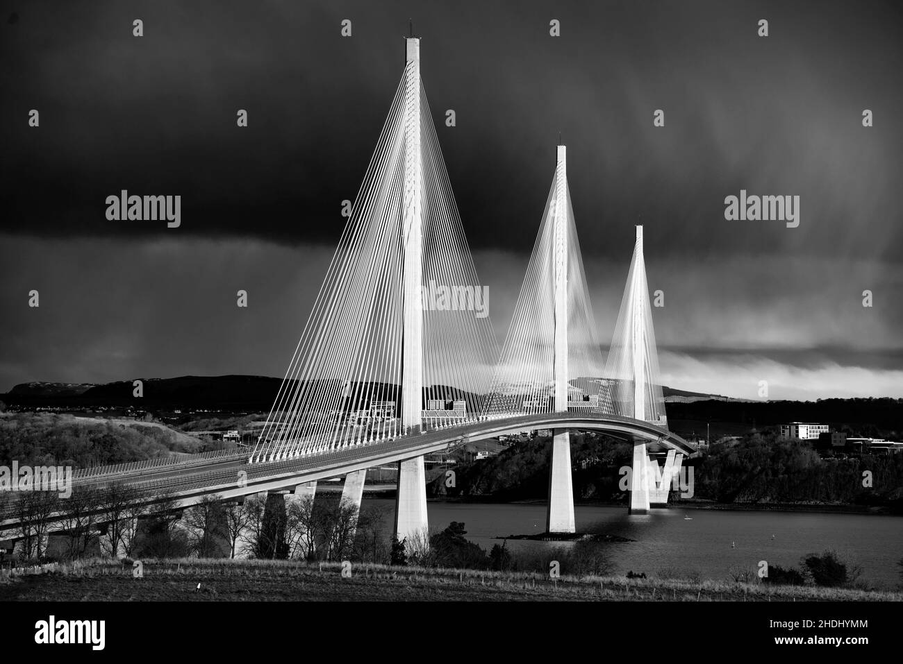 South Queensferry, Schottland, Großbritannien. 30. Januar 2020. Queensferry Crossing Bridge geschlossen und Forth Road Bridge wurde heute Morgen wegen Temp Stockfoto