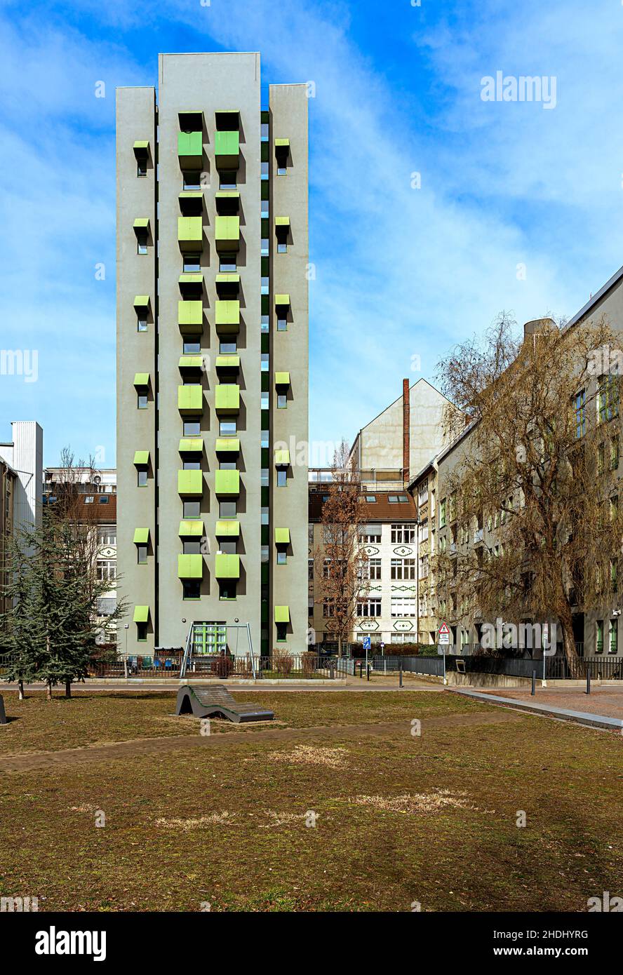Wolkenkratzer, Mietshaus, Mietshaus, Hochhaus, Wolkenkratzer, Mietskasernen, Mietskasernen Stockfoto