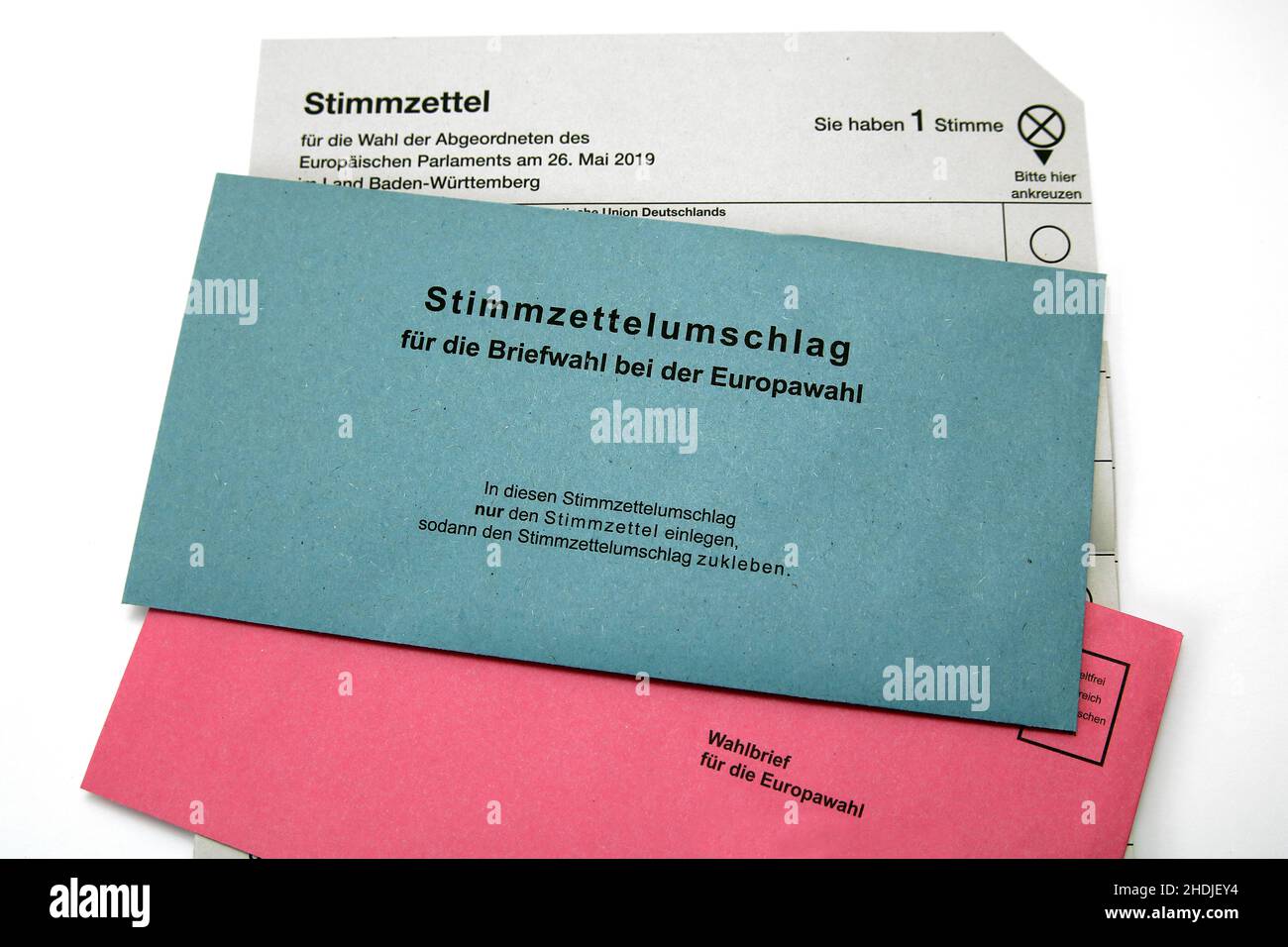 Wahlen, Briefwahl, Stimmzettel, Wahlen in der europäischen Union, Wahlen, Postal, Stimmzettel, Wahlen in den europäischen Gewerkschaften Stockfoto