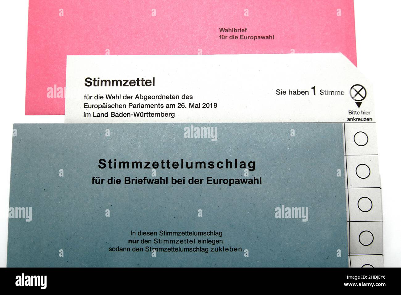 Wahlen, Briefwahl, Stimmzettel, Wahlen in der europäischen Union, Wahlen, Postal, Stimmzettel, Wahlen in den europäischen Gewerkschaften Stockfoto