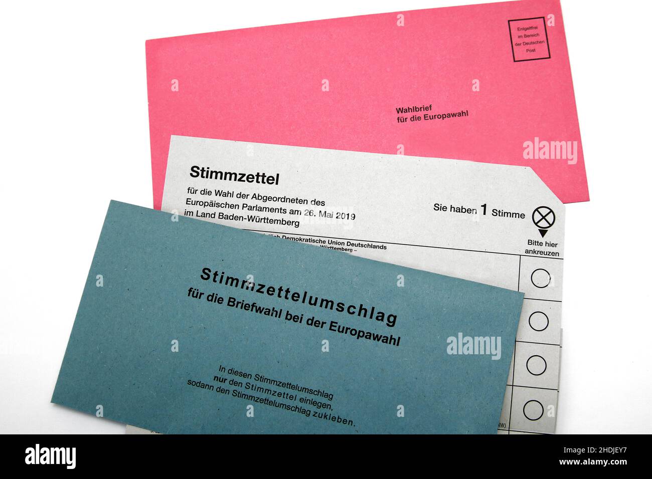 Wahlen, Briefwahl, Stimmzettel, Wahlen in der europäischen Union, Wahlen, Postal, Stimmzettel, Wahlen in den europäischen Gewerkschaften Stockfoto