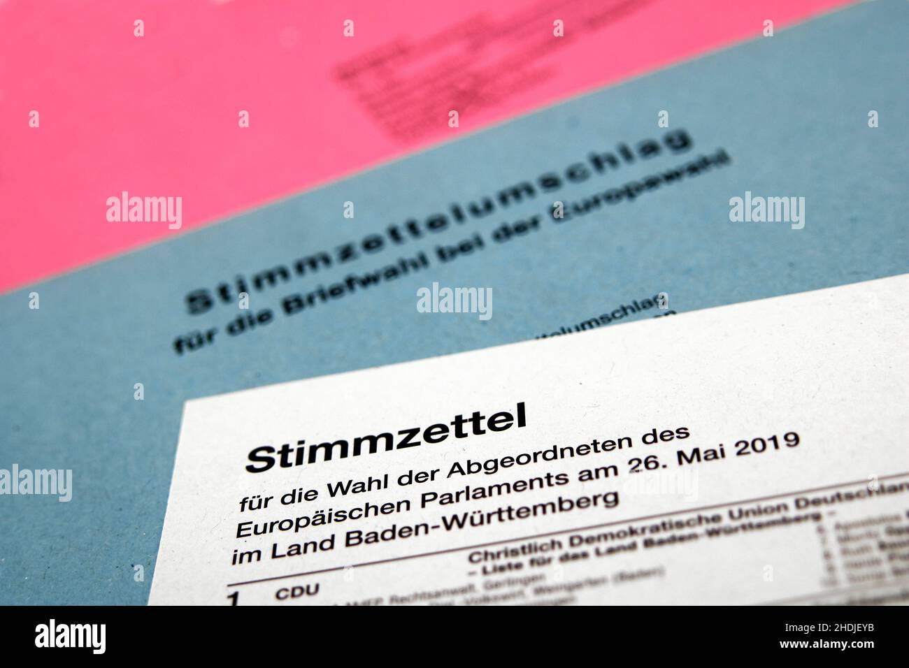 Briefwahl, Wahlen in der europäischen Union, Postal, Wahlen in den europäischen Gewerkschaften Stockfoto